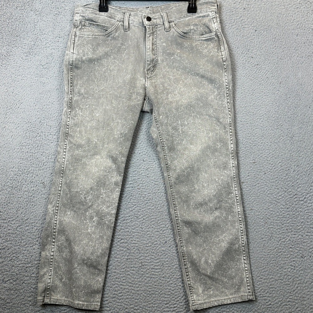 Levis 541 Jeans Men 34X25 Short Athletic Taper Grey Acid Wash Stretch Black Tab